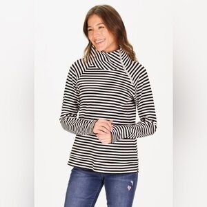 Duffield Lane THE BOWEN SWEATSHIRT IN SUPERSOFT BLACK & WHITE STRIPE XS‎ $167